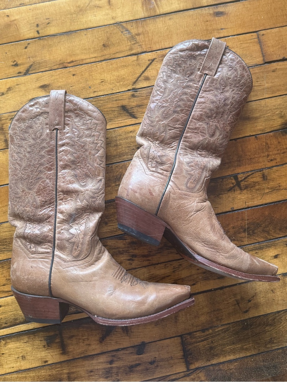Dan Post Brown Leather Western Boots - Rustic Tan Interior